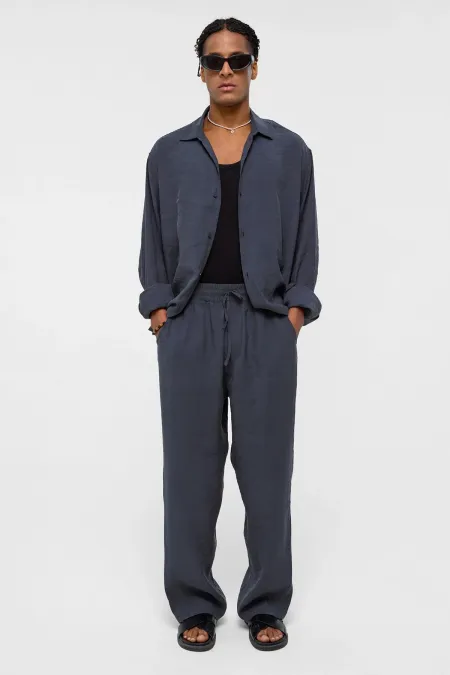 Basic Oversize Long-Sleeve Modal Blend Shirt Anthracite