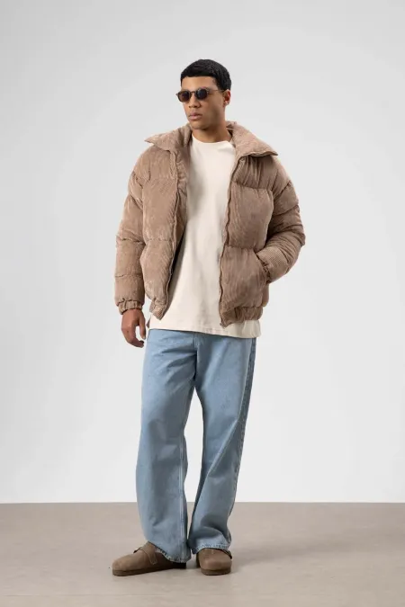 Doudoune oversize en velours, couleur vison