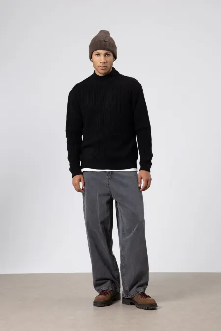 Yarım Balıkçı Yaka Triko Kazak Siyah