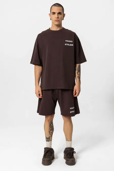 Young Atelier Printed Shorts Set Coffee