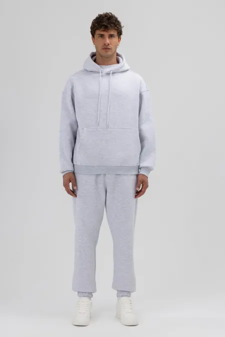 Sweat à capuche basique oversize chiné