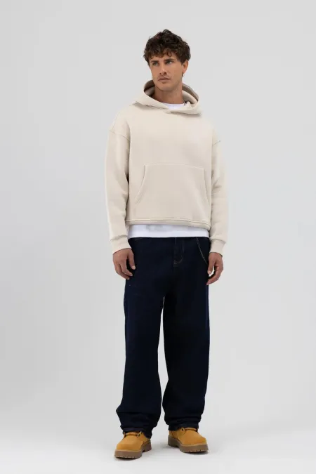 Sweat-shirt basique à capuche, coupe carrée, couleur