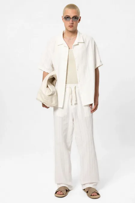 Basic Shirt and Bottom Set in White