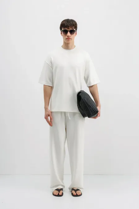 Modal Karışımlı Oversize Tişört Ekru