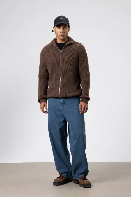 Gilet oversize zippé en maille, couleur vison