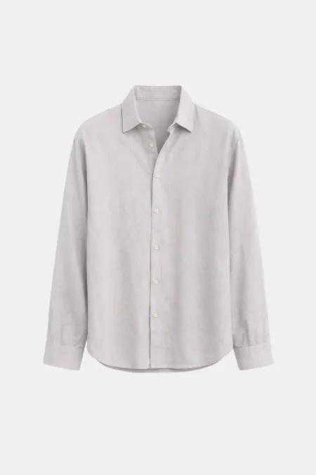 Basic Keten Oversize Gömlek Gri Basic Keten Oversize Gömlek Gri