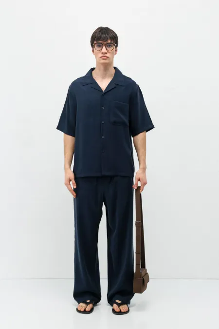 Costume coupe décontractée en mélange modal bleu marine