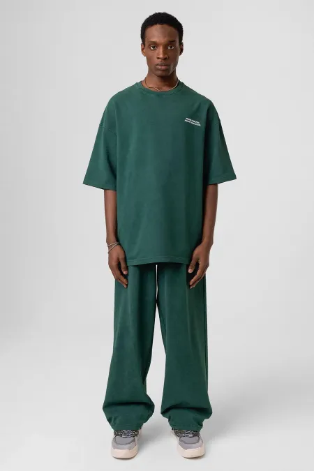 Yıkamalı Arka Baskılı Oversize Eşofman Takım Nefti