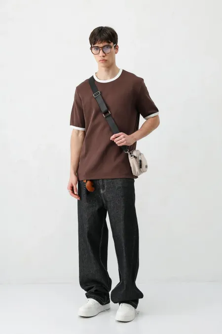 Kısa Kollu Regular Fit Tişört Kahve