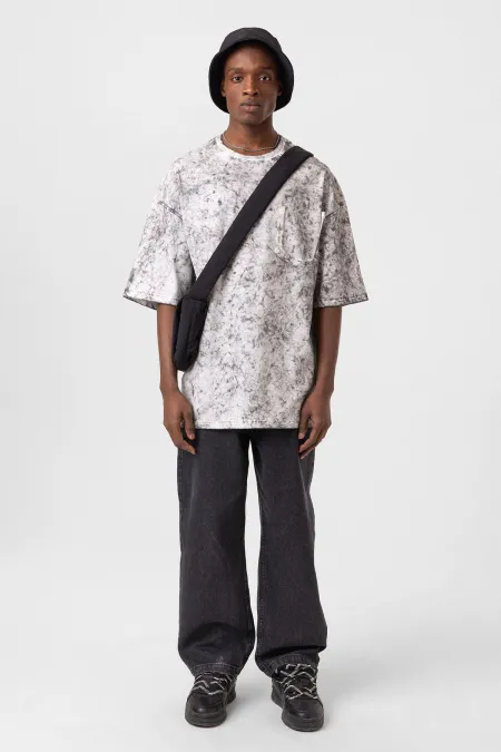 Washed Oversize T-Shirt with Pocket Detail, Ecru