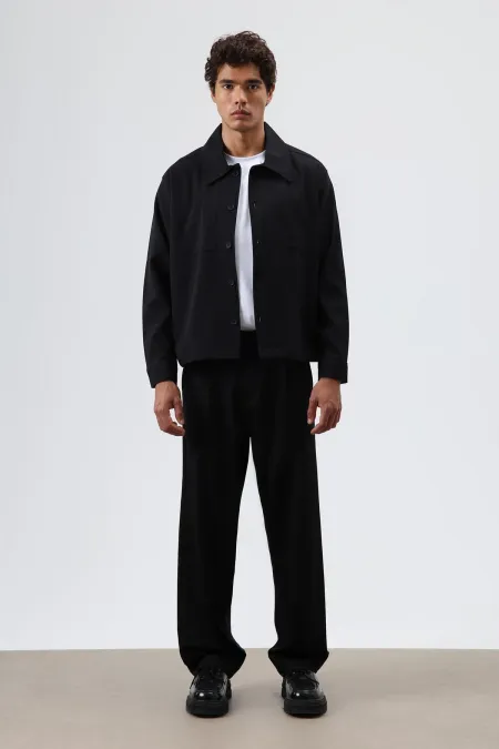 Baggy Fit Kumaş Pantolon Siyah