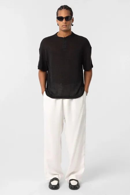 Basic Oversize Button-Down T-Shirt Black
