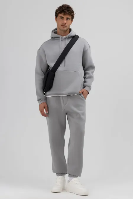 Basic Sweatpants with Elasticated Cuffs, Light Grey
