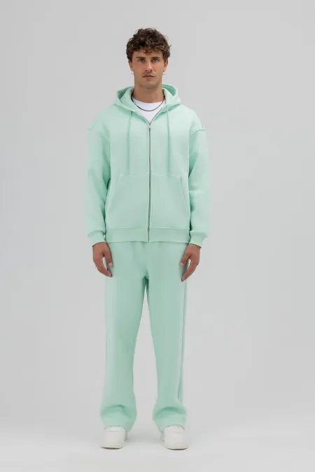 Sweat à capuche basique oversize zippé, couleur menthe