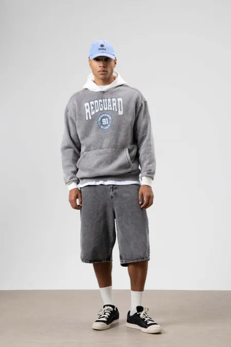 Oversize Printed Hooded Sweatshirt Grey