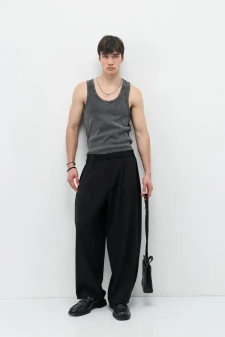 Barrel Fit Tailored Pantolon Siyah