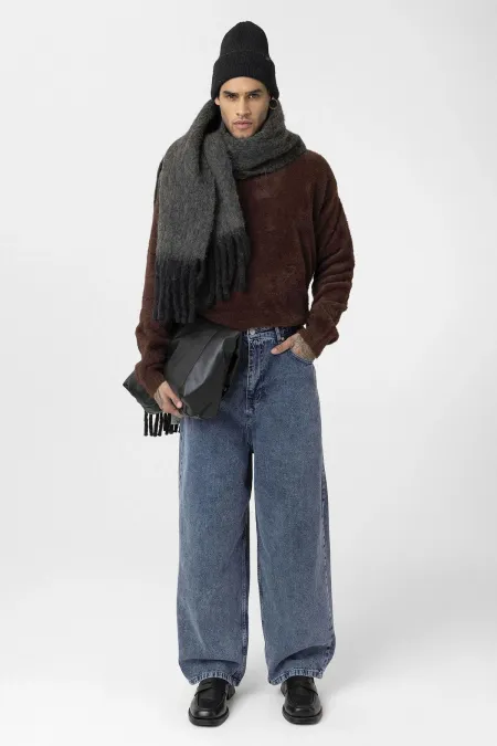 Jean super ample bleu chiné