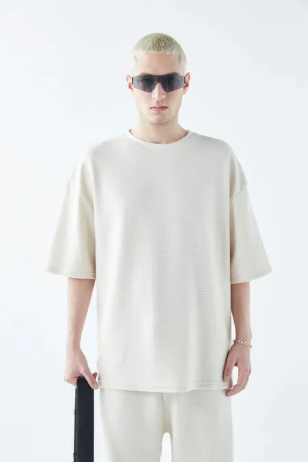 Oversize Basıc Triko Eşofman Takım Kemik