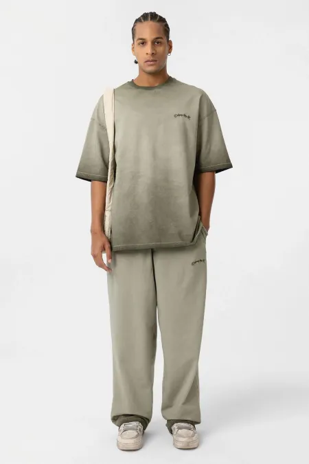 Yıkamalı Oversize Eşofman Takım Açık Haki