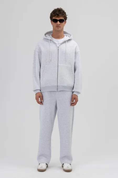 Sweat-shirt à capuche basique oversize zippé chiné