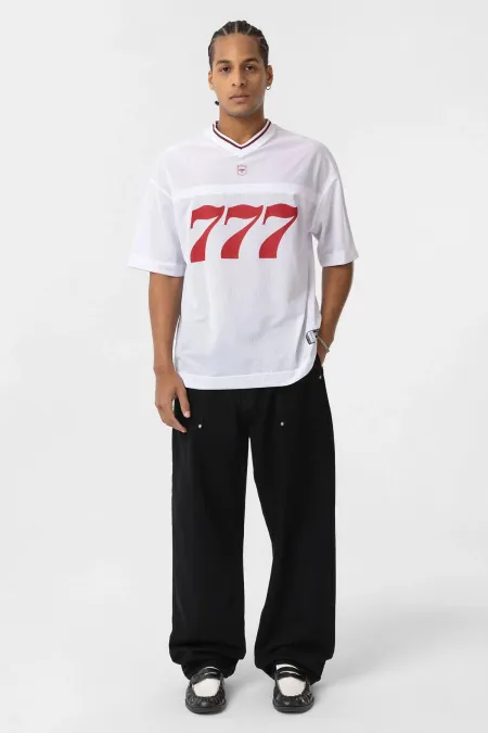 Oversize V Yaka Forma Tişört Beyaz