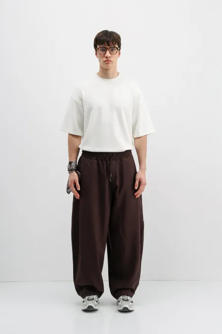 Balloon Fit Pantolon Koyu Kahve