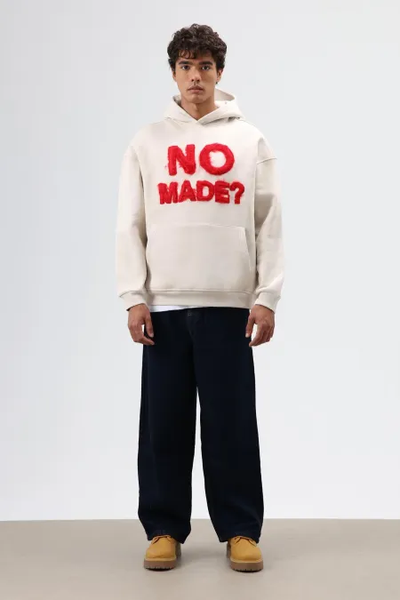 Sweat à capuche oversize imprimé couleur pierre