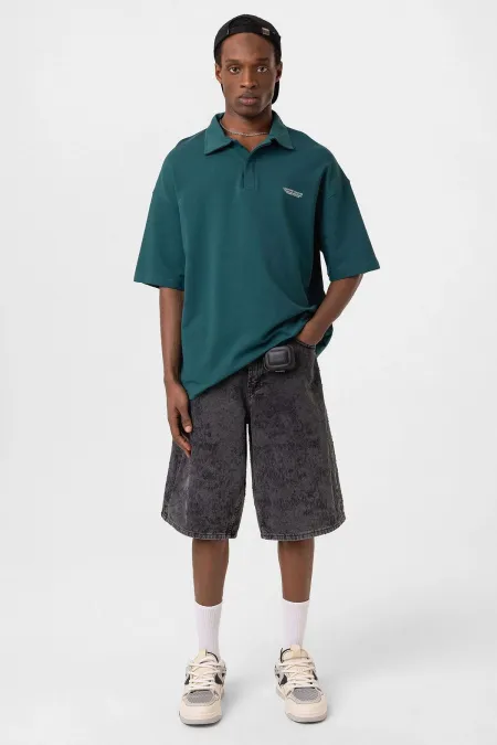 Polo Yaka Oversize Tişört Petrol