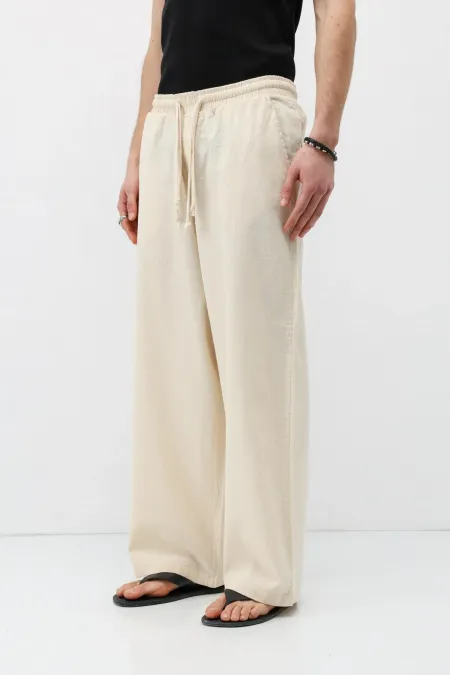 Super Baggy Fit Keten Pantolon Naturel