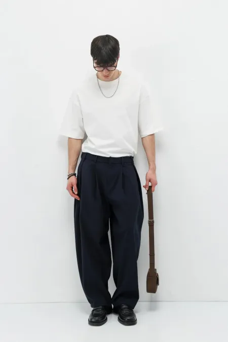 Barrel Fit Tailored Pantolon Lacivert