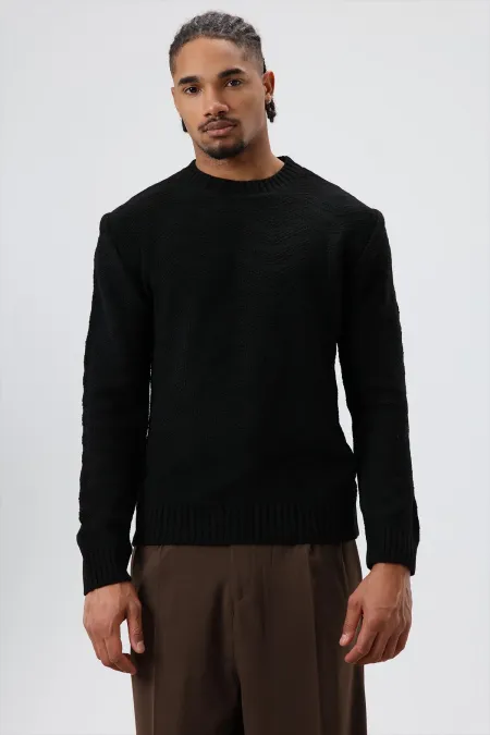 Pull en maille oversize à col rond noir