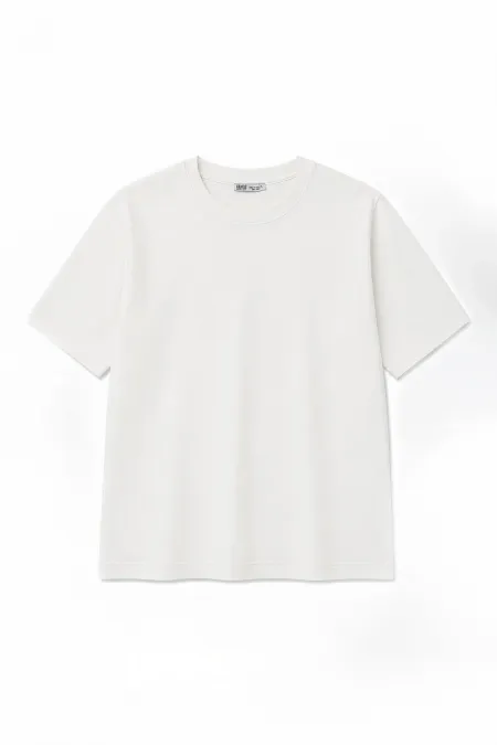 Basic Regular Fit Tişört Ekru