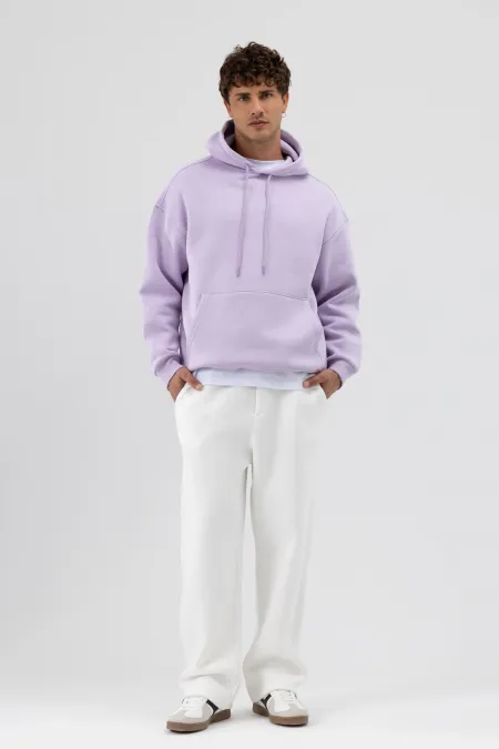 Sweat à capuche basique oversize lilas
