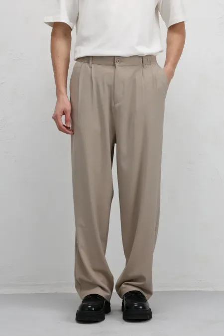 Baggy Fit Kumaş Pantolon Bej