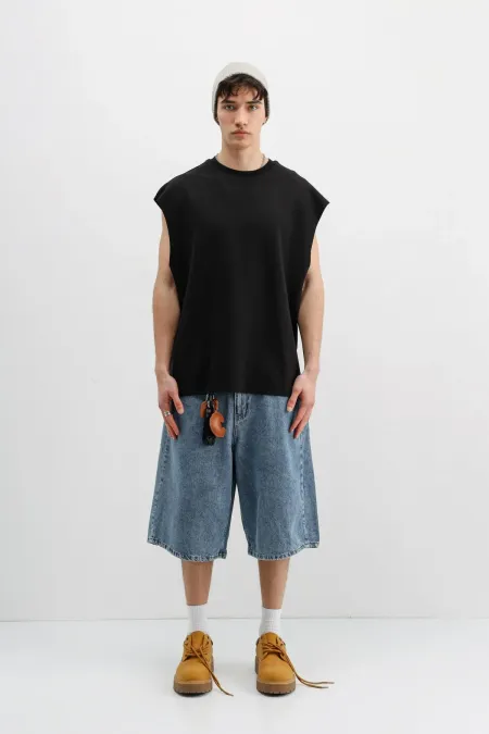 Oversize Kolsuz Basic Tişört Siyah