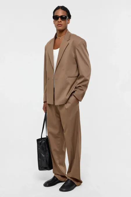 Tek Düğme Oversize Takım Elbise Vizon