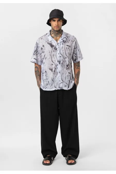 Patterned Corduroy Oversize Shirt Pattern-1