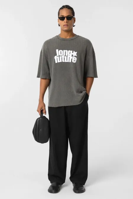 T-shirt oversize en maille délavée, couleur vison