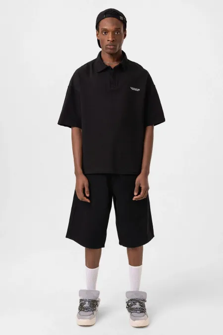 Polo Yaka Oversize Tişört Siyah
