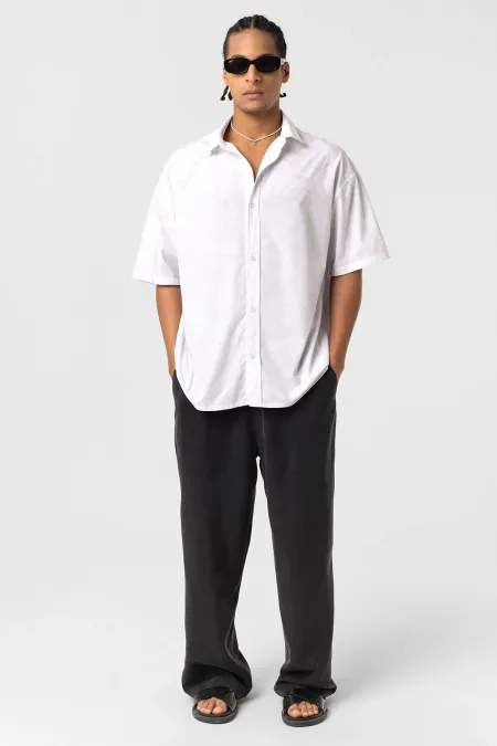 Oversize Yıkamalı Poplin Gömlek Ekru