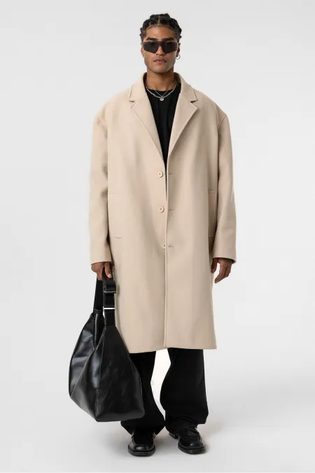 Oversize Uzun Kaşe Kaban Taş