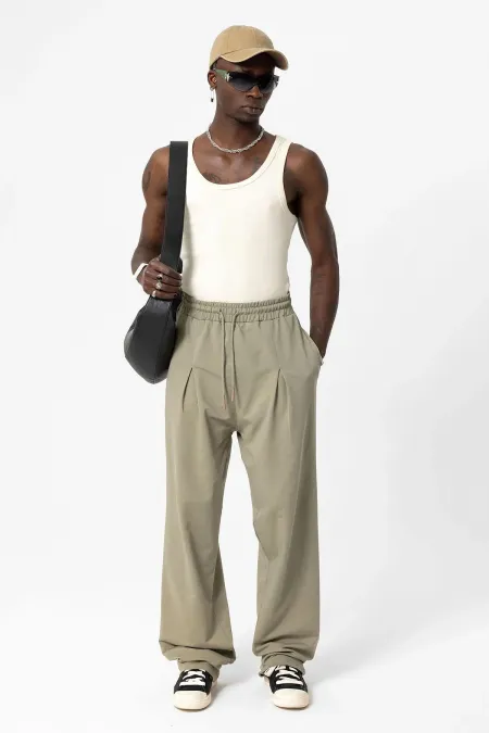Basic Baggy Sweatpants Khaki