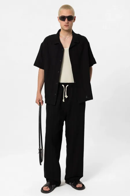 Basic Shirt and Bottom Set, Black