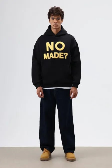 Sweat à capuche imprimé oversize noir