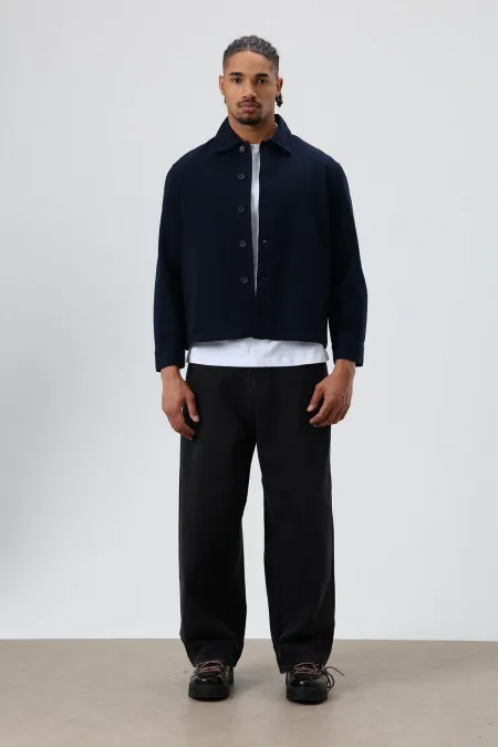 Boxy Fit Gabardin Ceket Lacivert