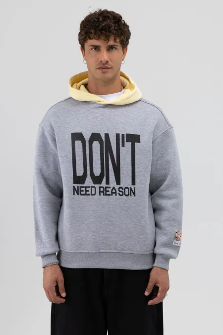 Sweat-shirt oversize imprimé bicolore gris chiné