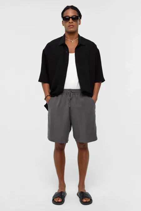 Oversize Modal Kumaş Bermuda Şort Antrasit