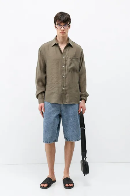 Chemise oversize en modal avec poches, kaki