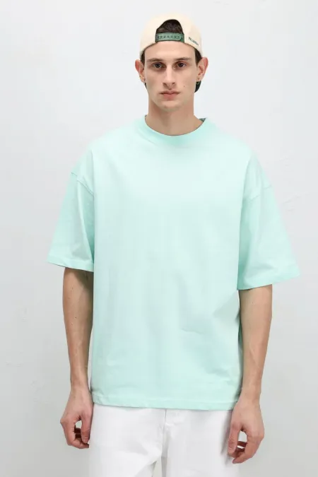 T-shirt basique oversize à col rond menthe