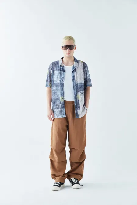 Patterned Corduroy Oversize Shirt Pattern-8